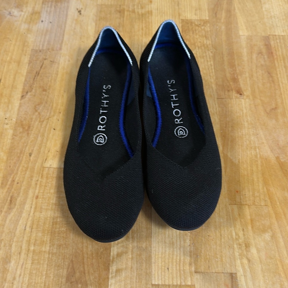 Rothys The Flat Black Womens Size 6.5 Round Toe Ballet Flat Slip On